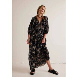NEW Free People Golden Hour Maxi Dress in Black SIZE M#2479*